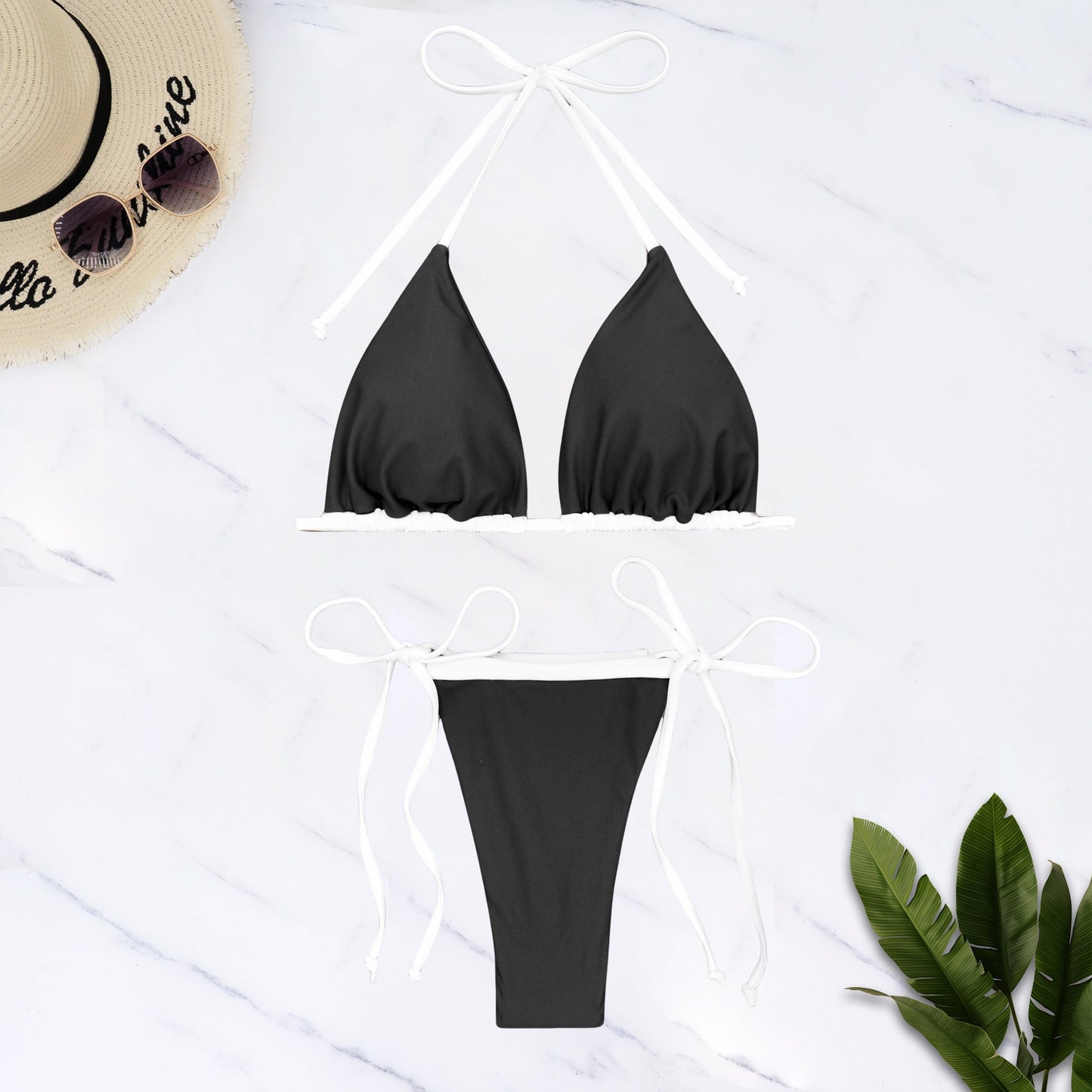 Solid Color Tied Sexy Three Point Bikini Swimwear Women