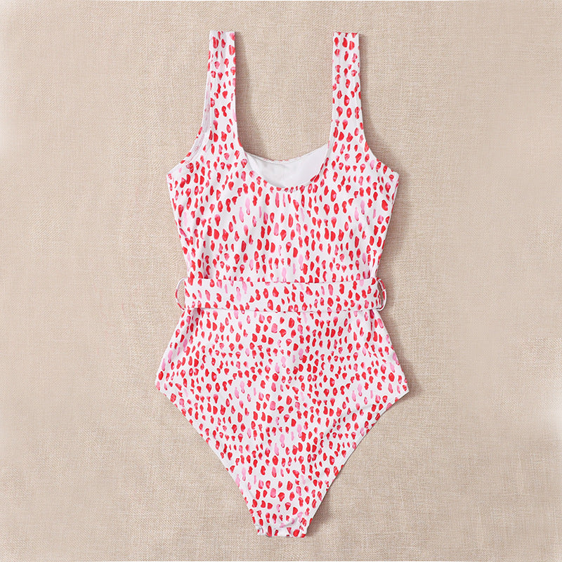 One-Piece Swimsuit Women Conservative Fit Swimsuit Retro Dots Slimming Fashionable Swimsuit