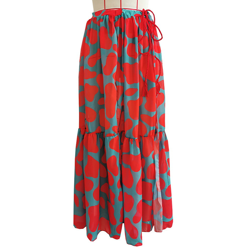 High Waist Split Long Sleeve Swimsuit Women Sexy Backless Cross Strap Deep V Plunge Bikini