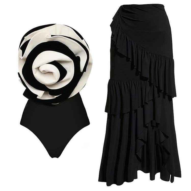 Covered Belly Backless Sexy Spring Swimsuit Women Slim Beach Dress