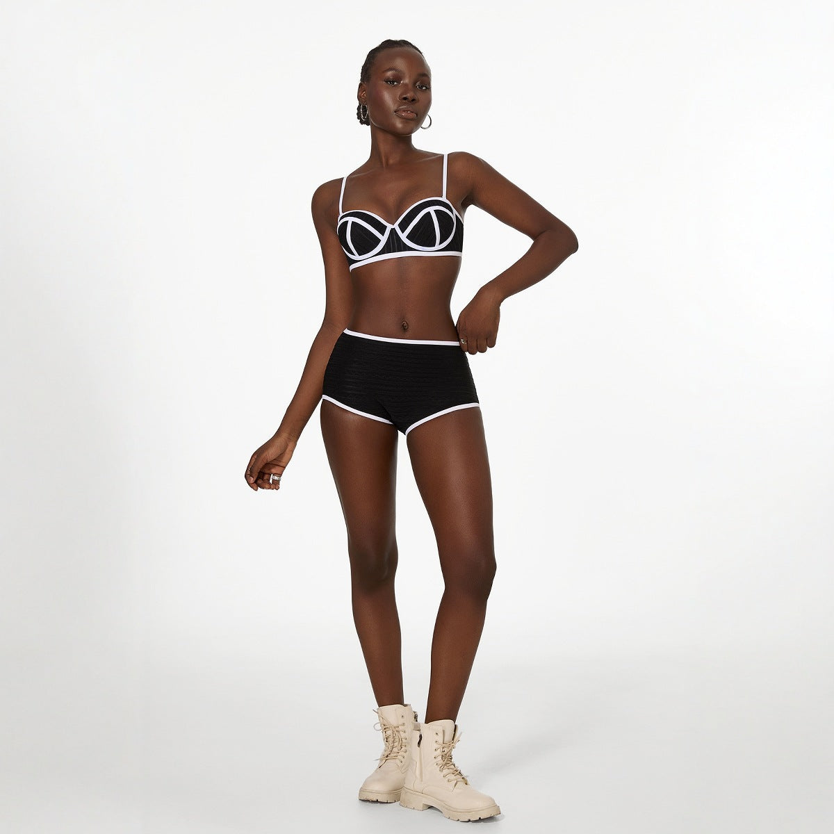 Summer Sexy Vintage Stripe Sexy Basic Bikini Slimming Spring Split Swimsuit Women