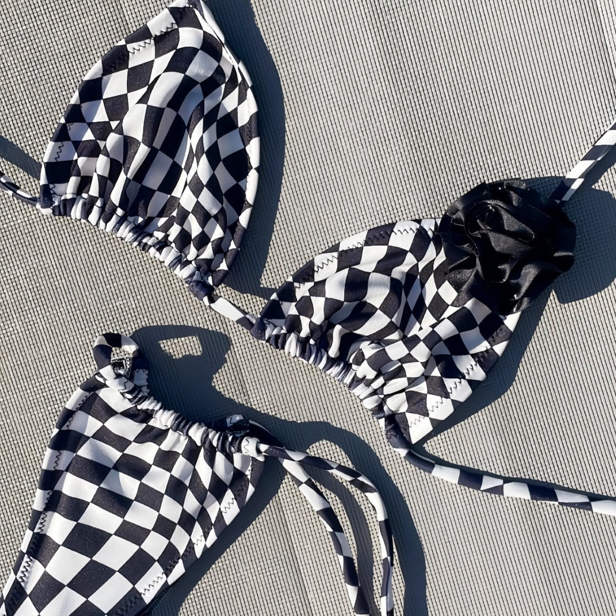 Bikini Black White Plaid Printed Swimsuit Beach Sexy Women Swimsuit