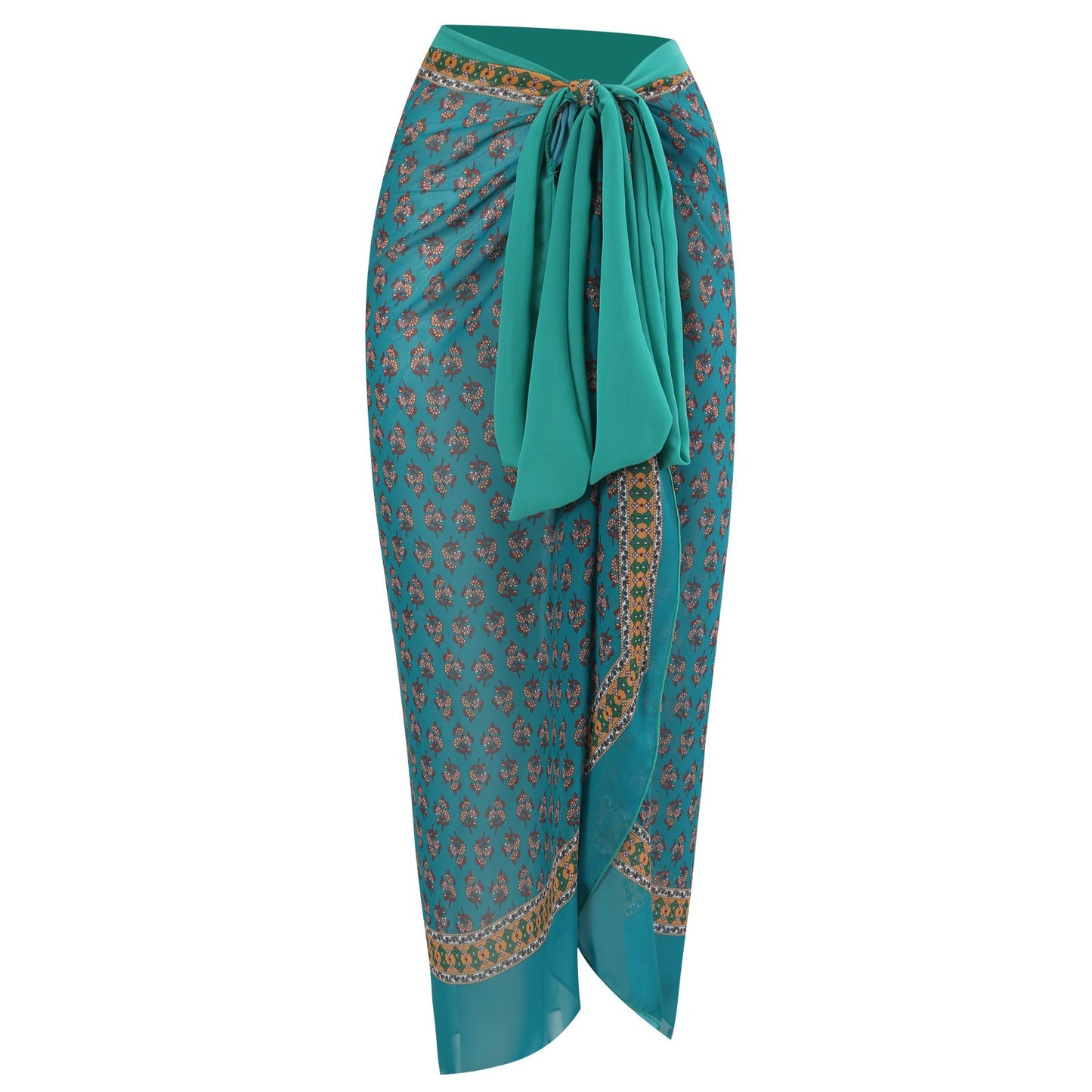 Sexy Double Sided One Piece Swimsuit Pleated Halter Bikini Suit Chiffon Dress