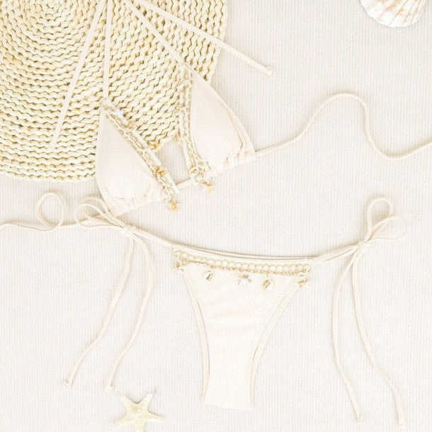 Lace Wilhelmy Shell Bikini Pink Three Point Bikini Split Swimsuit