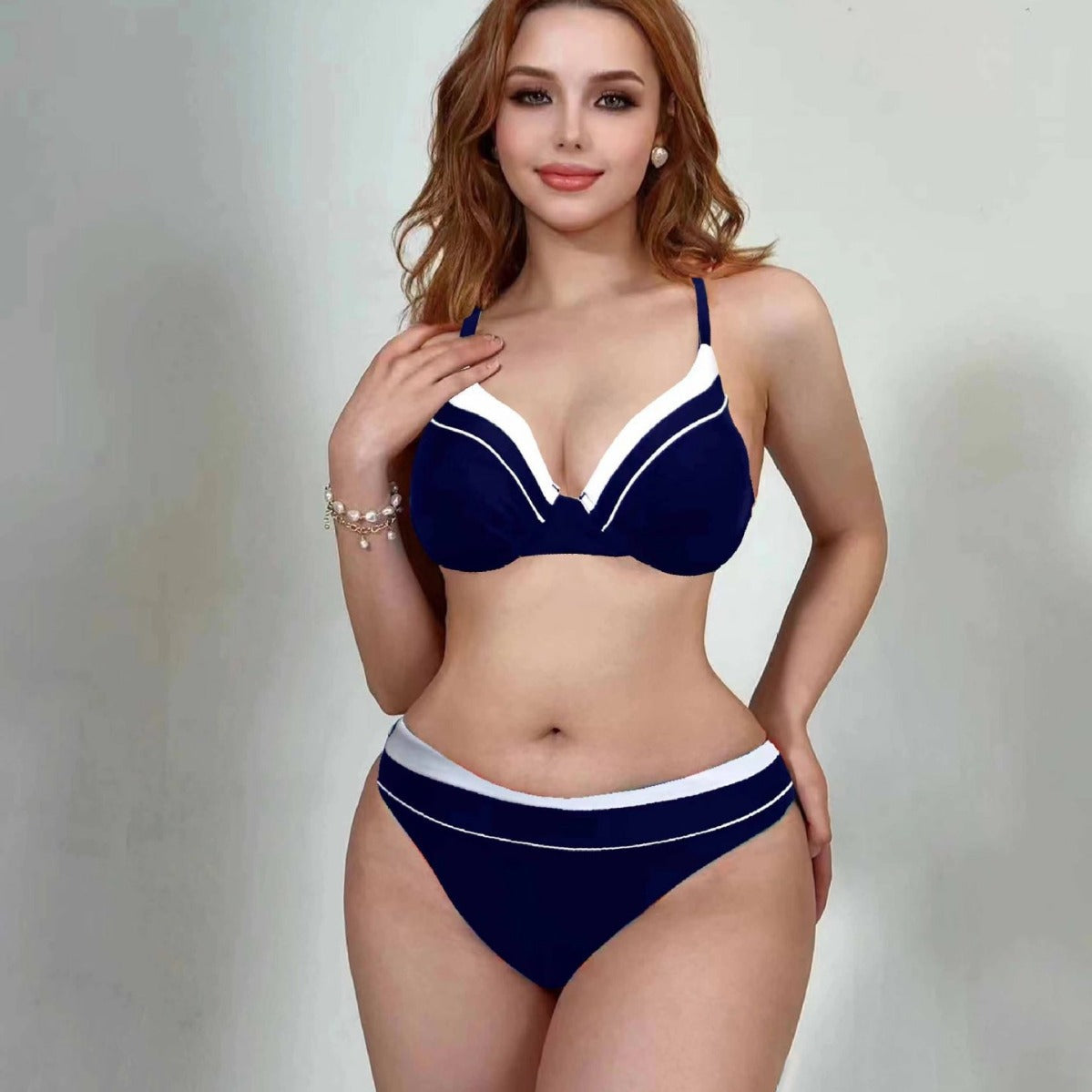 Bikini Steel Bracket Gathered Split Sexy Mesh Three Piece Swimsuit Women