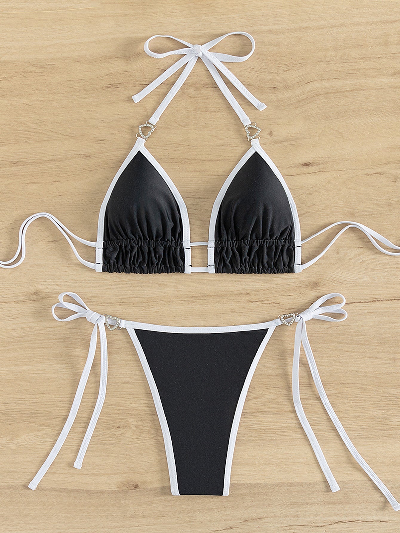 Bikini Color Matching Lace up T Back Sexy Split Bikini Swimwear Swimsuit Women