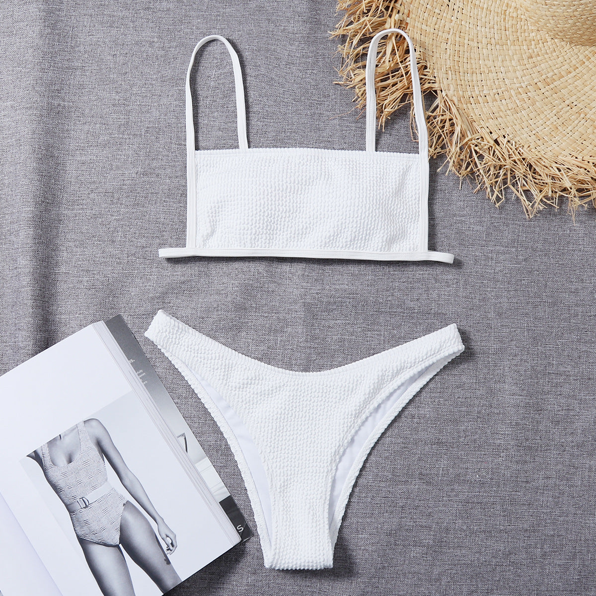 Solid Color Swimwear Sexy Low Waist Bikini Lady Simple Split Swimsuit