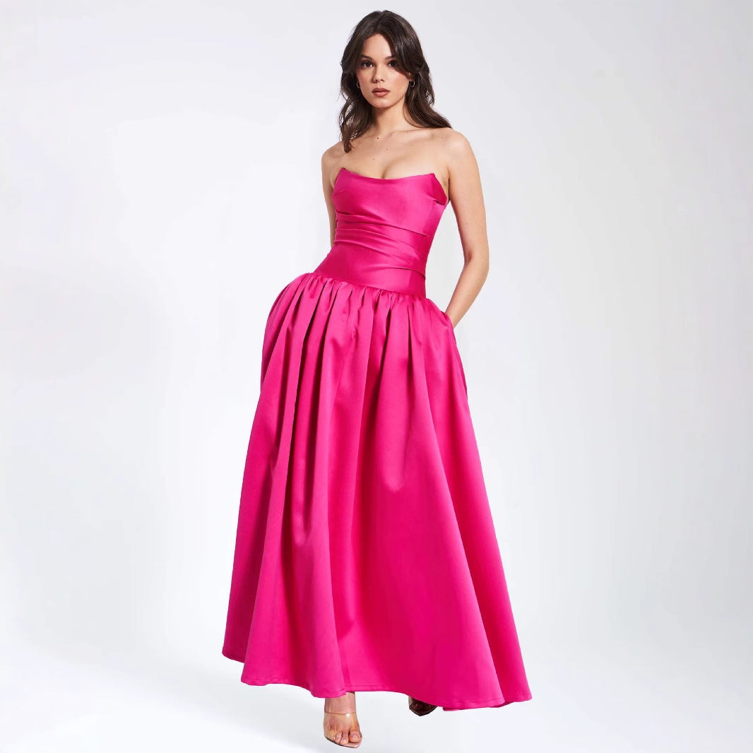 Summer Sling Dress - Waist Slimming Vacation Dress with French Rose Design