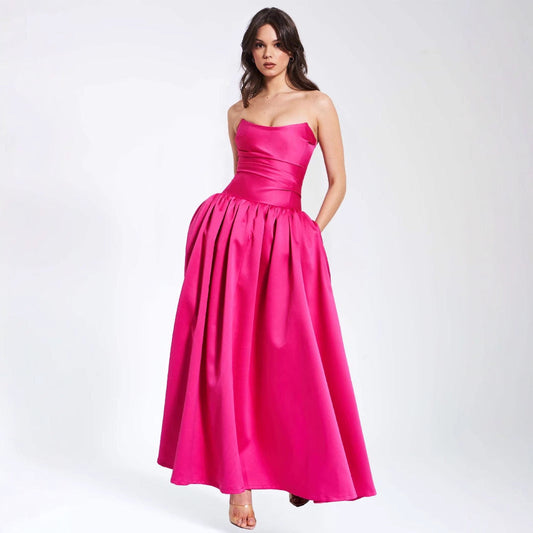 Summer Sling Dress - Waist Slimming Vacation Dress with French Rose Design