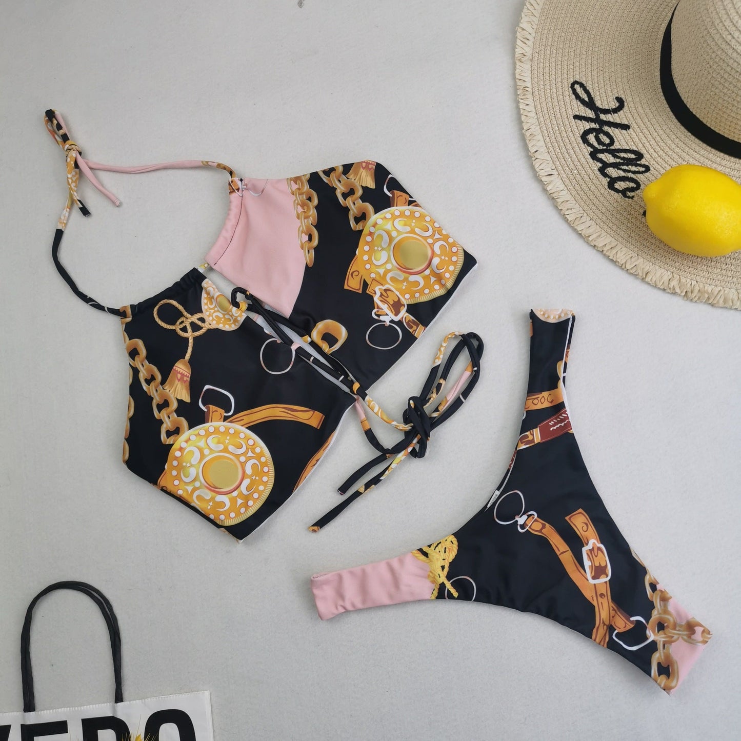 New Bikini Three Piece Swimsuit Women Sexy High Waist Printed Swimsuit Skirt Baroque