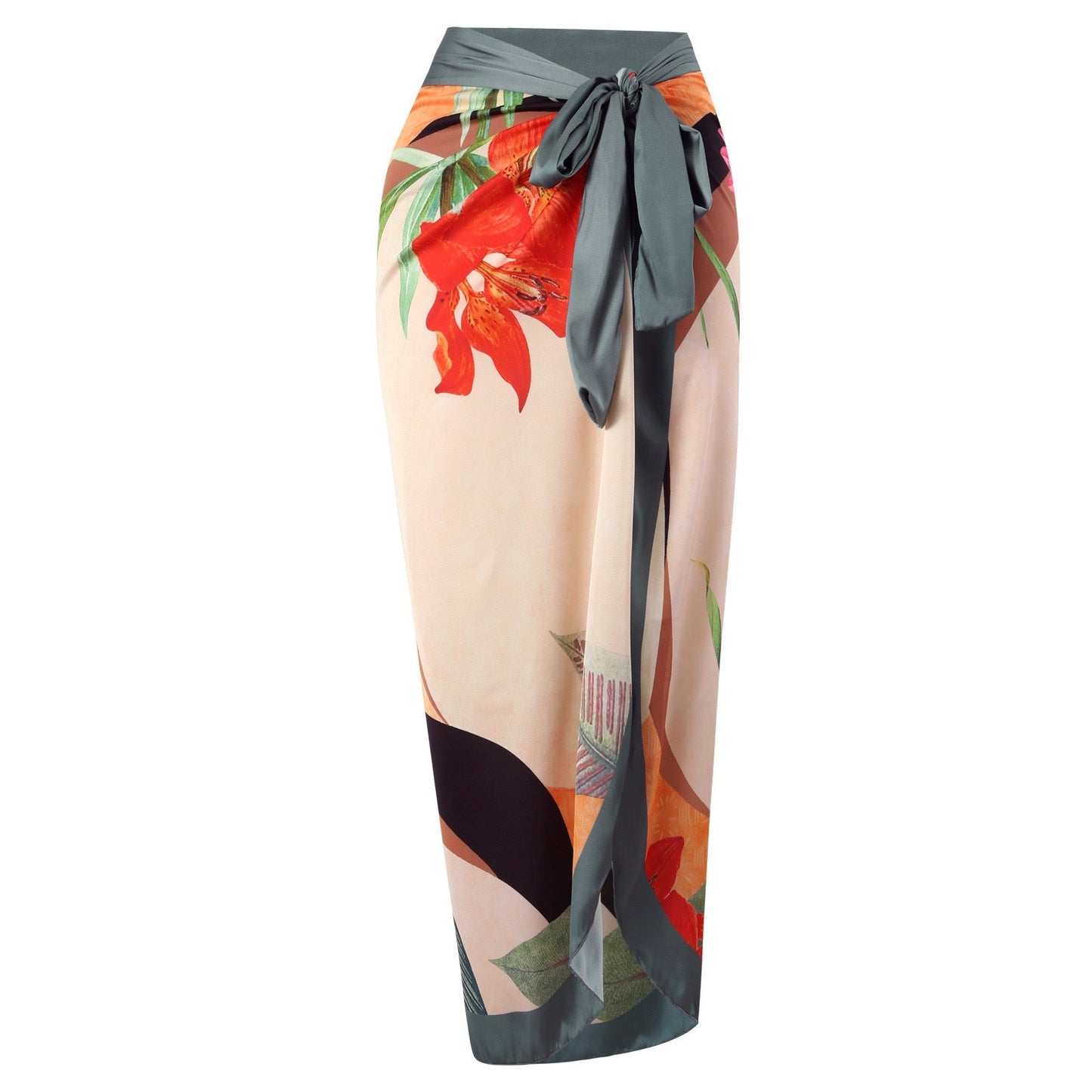 Two Piece Set Swimsuit Cross Belly Covering Printed Backless Sheath Dress Swimsuit