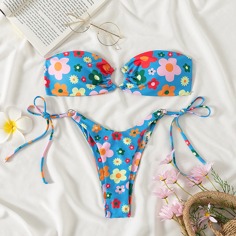 Sexy Bikini Women Split Solid Color Swimsuit Multi Color Bikini Swimsuit