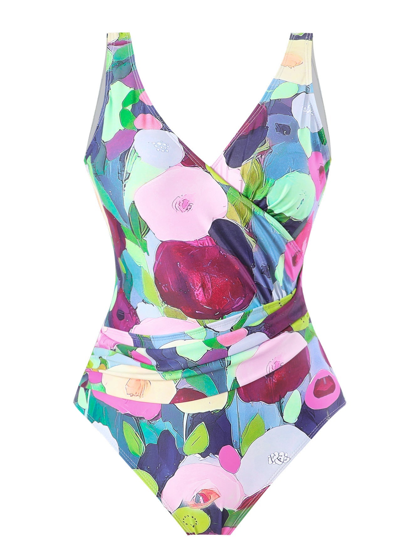 Two Piece Set Swimsuit Cross Belly Covering Printed Backless Sheath Dress Swimsuit
