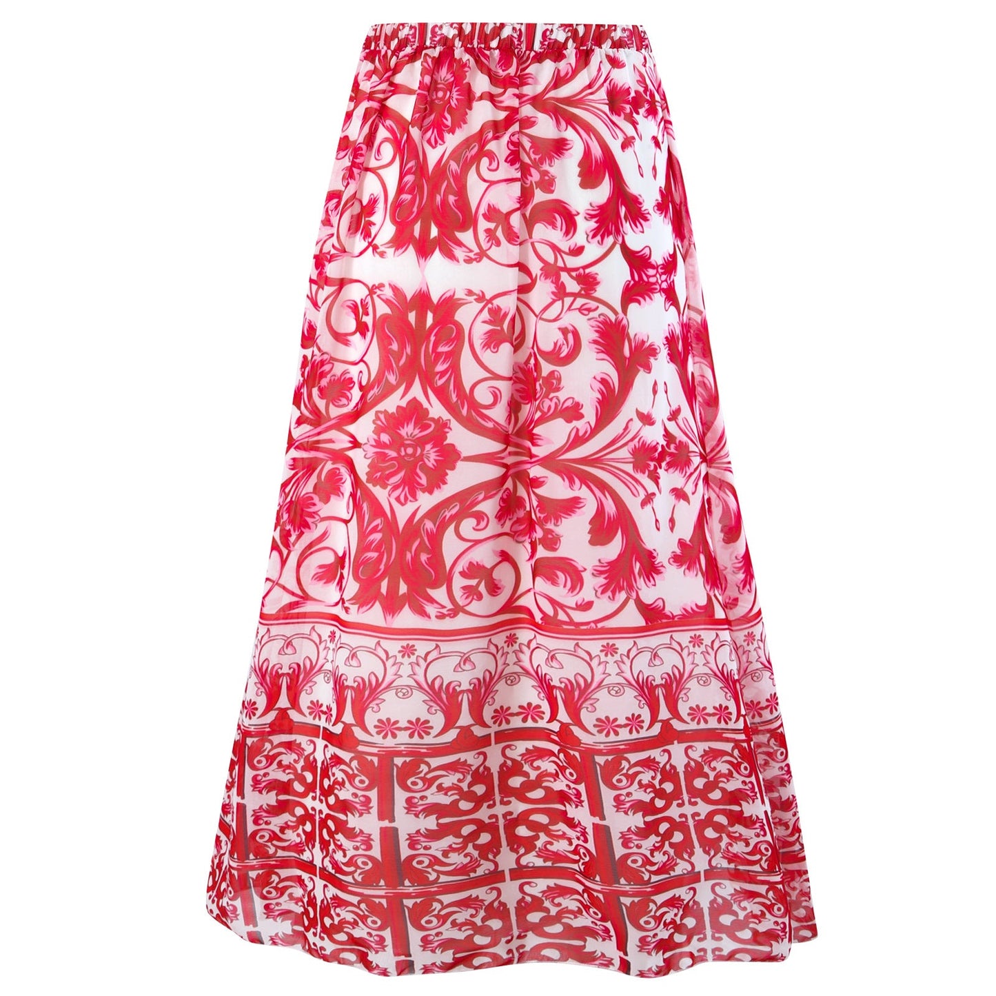 Spring Sexy Swimsuit Women Conservative Warm Printed Swimsuit Wrap Skirt Set