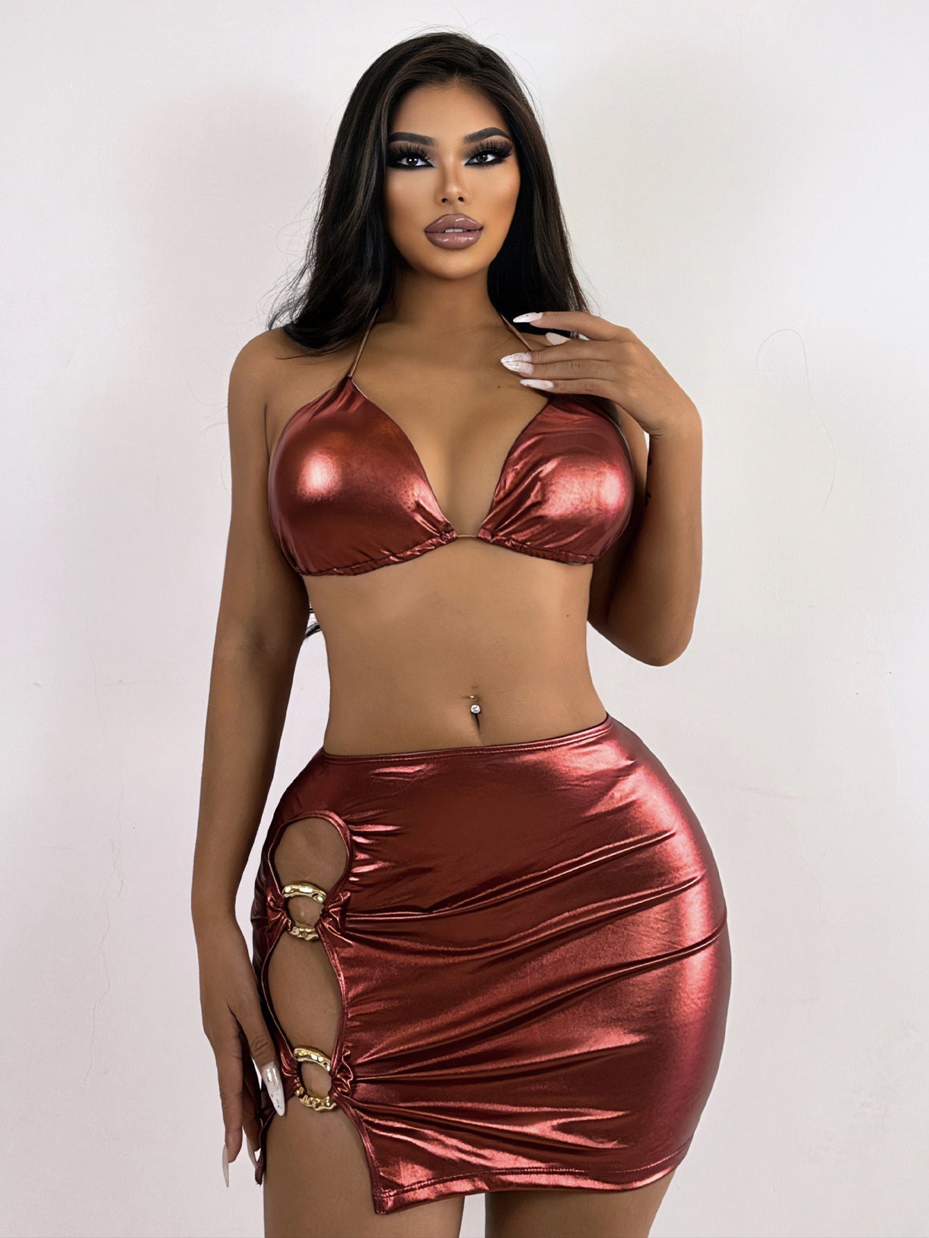 Swimsuit Three Piece Set Sexy Backless Lace up Bikini Spring Bathing Suit Three Piece Set