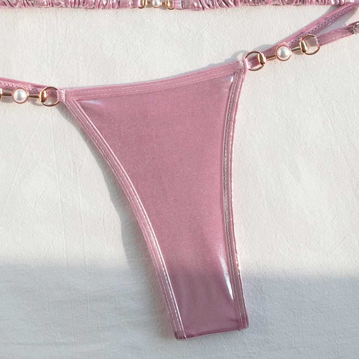 Split Swimsuit Women Sexy Backless Ornament Lace up Bikini Triangle Bag Bikini