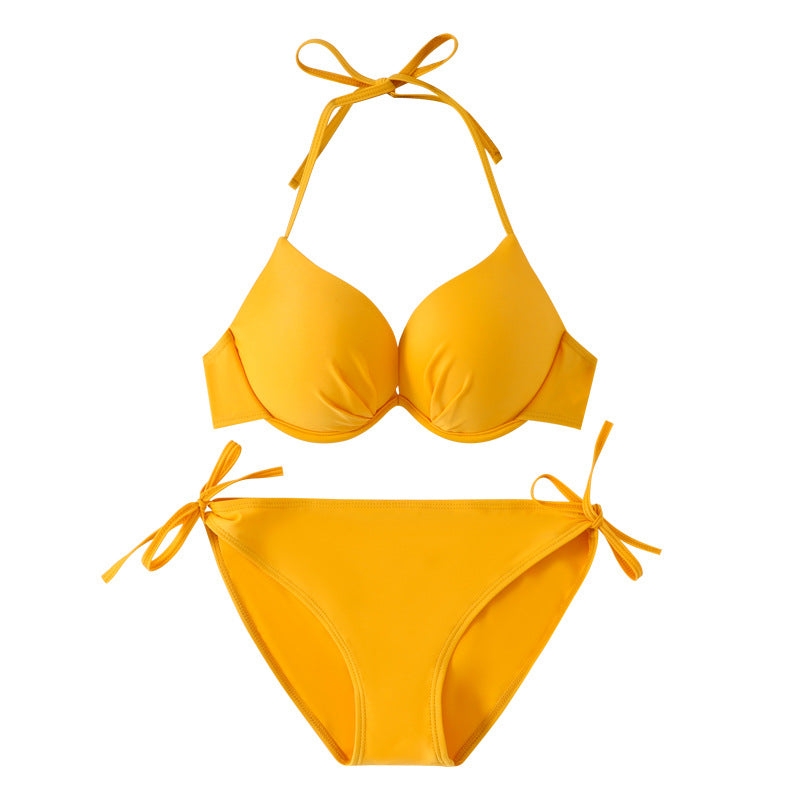 Beach Vacation Underwire Bikini Swimsuit Women Underwire Gather Big Small Breasts Sexy Three Point Swimsuit Women