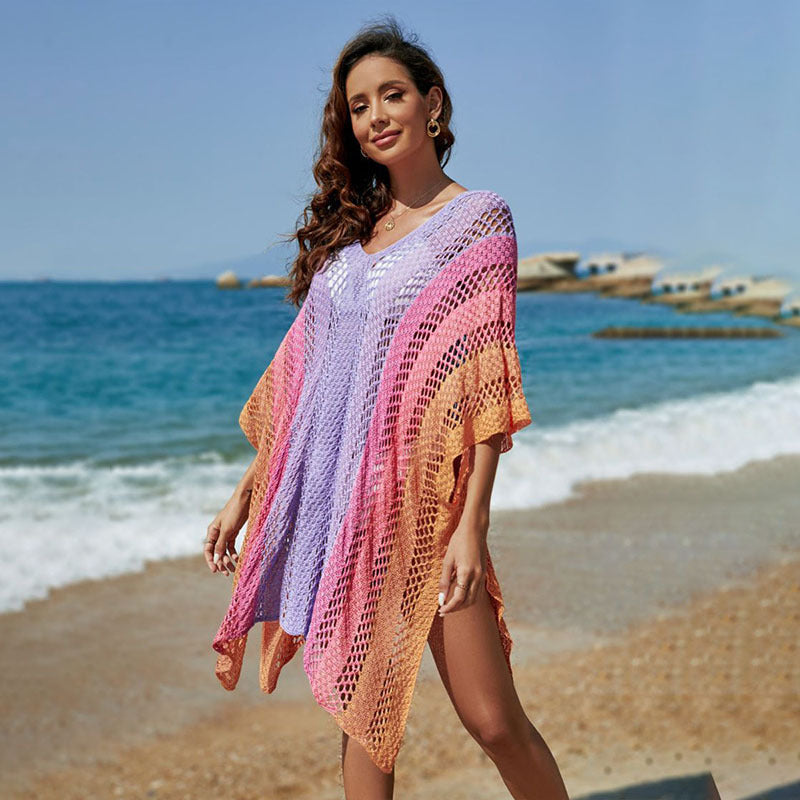 Women Hollow Out Cutout Knitted Sun Protection Shirt Bikini Swimsuit Outwear Overclothes Sexy Loose Pullover Beach Cover up Crochet hook