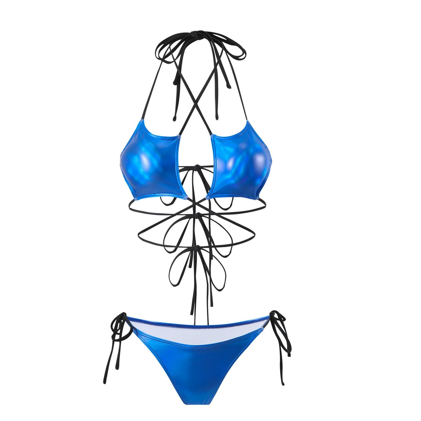 Sexy Bronzing Five Star Drawstring Strap Split Swimwear Swimsuit Bikini Bikini