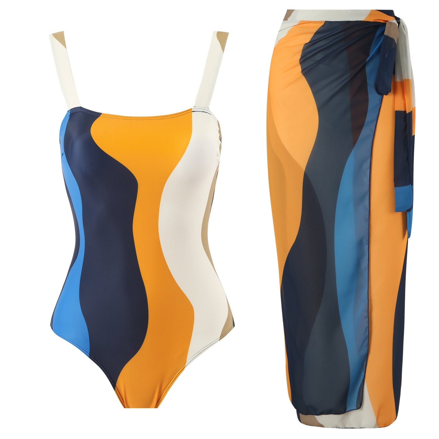 One Piece Triangle Swimsuit Sexy Swimsuit Sexy Belt Wrap Skirt