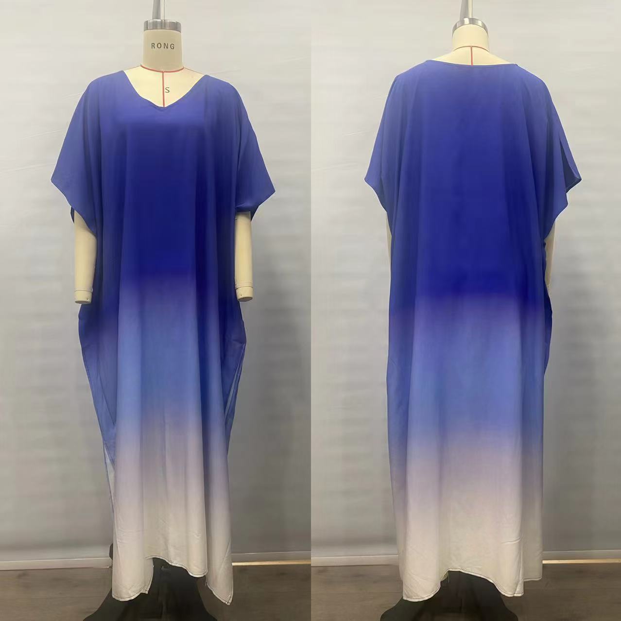 Gradient Color Rayon Beach Dress Vacation Beach Cover Up Swimsuit Outwear Dress Women Slit