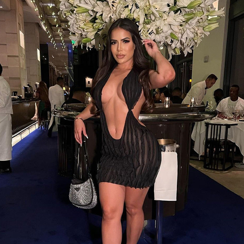 Women Clothing Summer Pattern Sexy Bandeau Lace up Short Dress