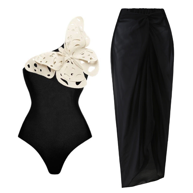 3D Butterfly Decoration One Piece Swimsuit Women