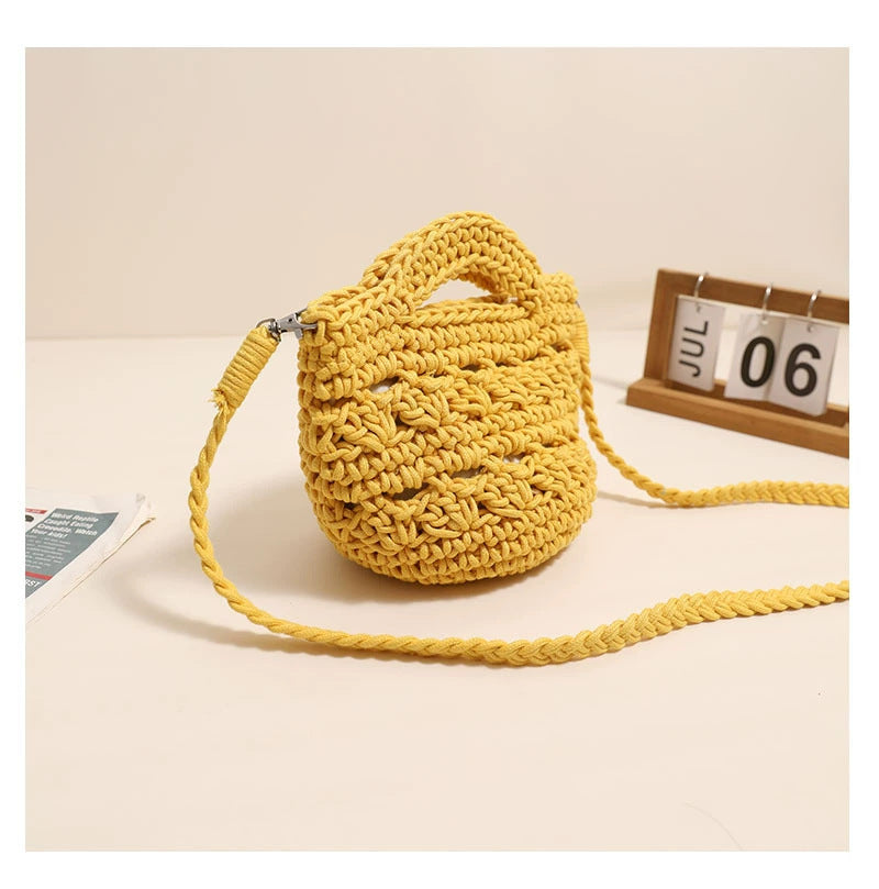 Crossbody Cotton Thread Woven Bag All Matching Hollow Out Cutout Straw Bag Vacation Beach Bag Partysu Women Bag