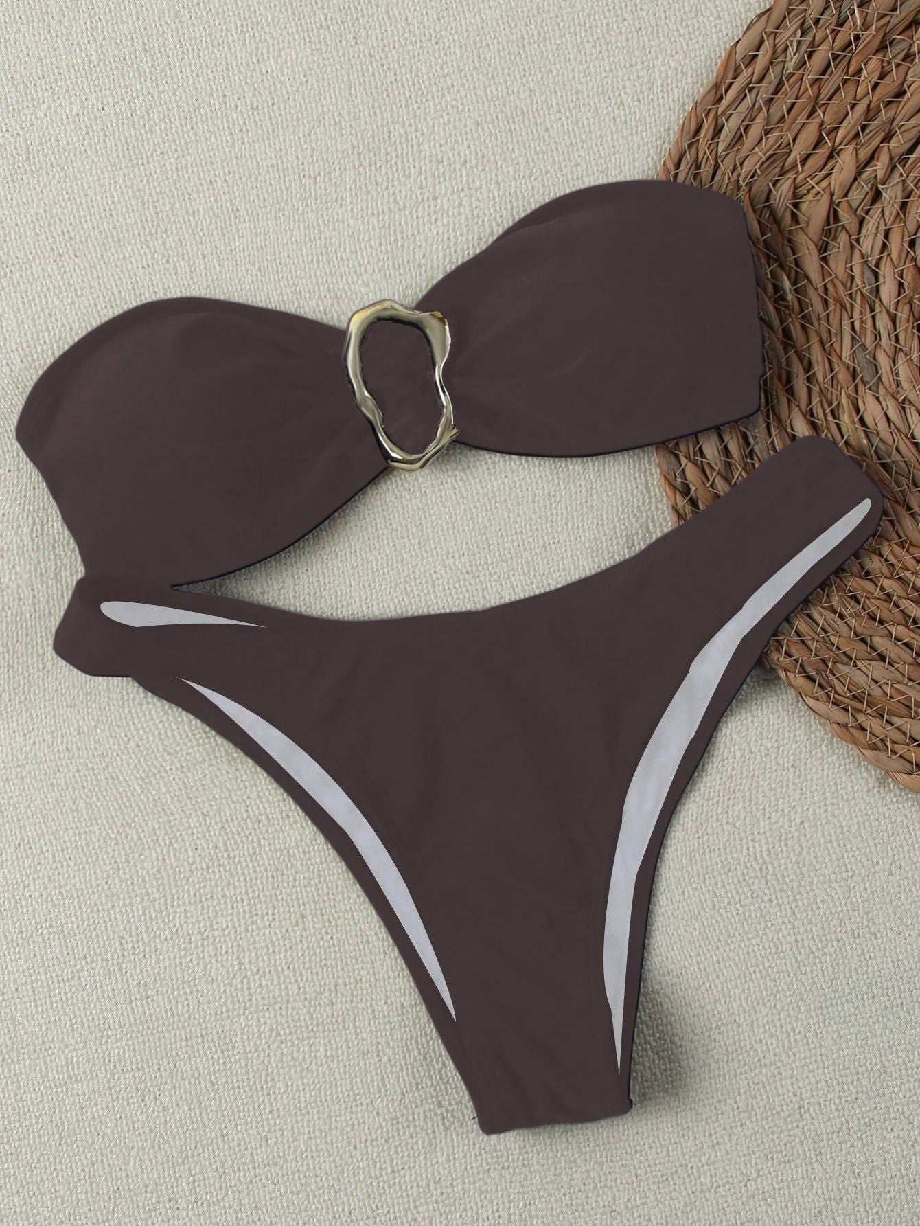 Bikini Solid Color Tube Top Sexy Split Bikini Swimsuit Women