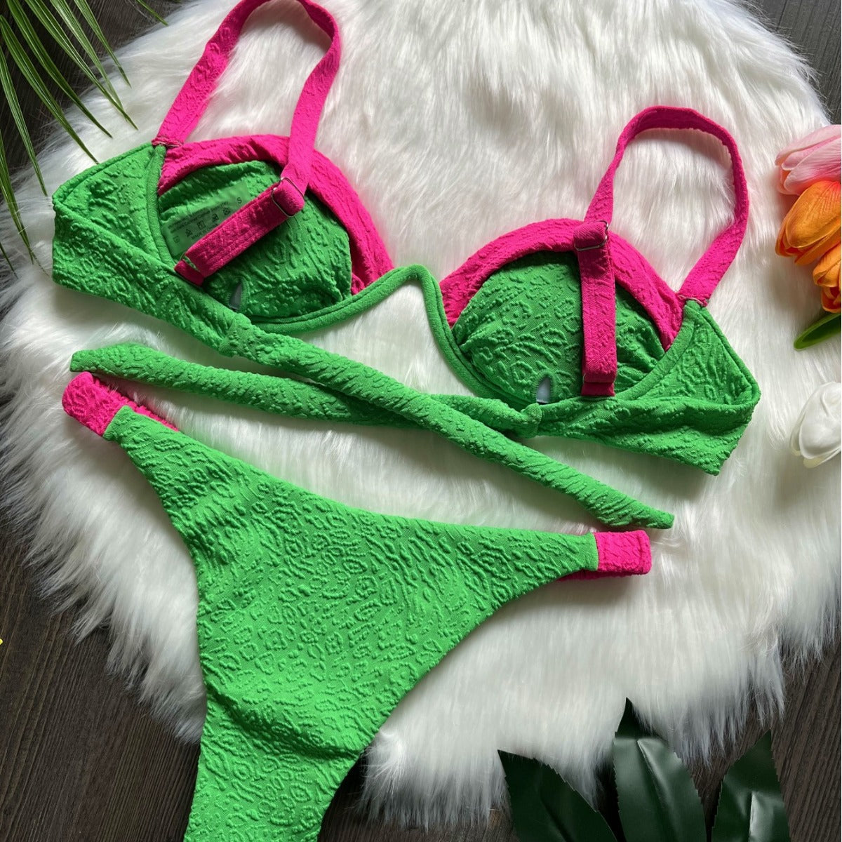 Special Fabric Stitching Bikini Swimsuit Beach Sexy Women Swimsuit
