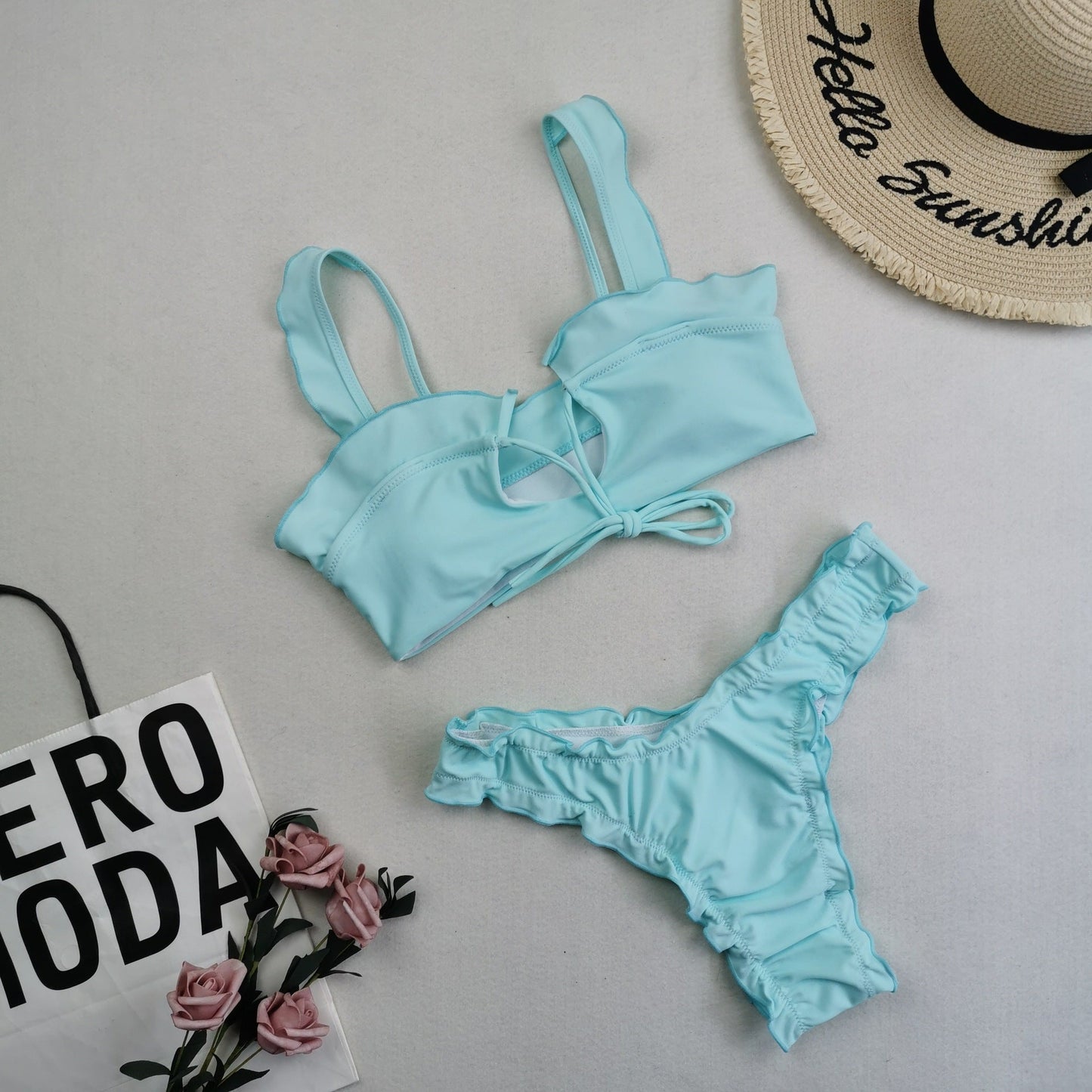 New Multi Color Printed Bikini Fresh Swimsuit Women Lace Split Swimsuit