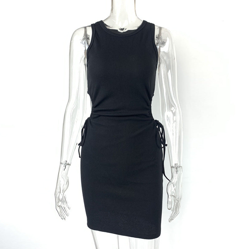 Summer Women Clothing Sexy Slim Fit Hip dress Hollow Out Cutout Out Pleating Cropped Outfit Slimming Dress