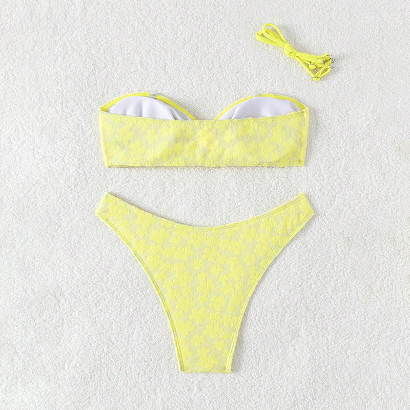 Swimsuit Bikini Printed Sexy Tube Top Bikini Split Swimsuit for Women