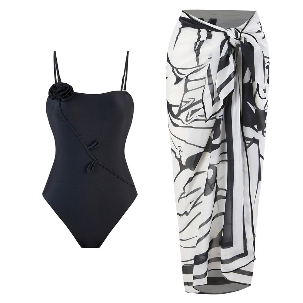 3D Three Dimensional Floral One Piece Swimsuit Women Sexy Dress Swimsuit Outfit