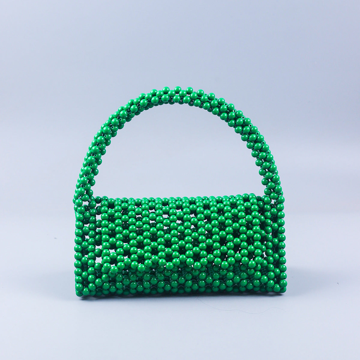 Pearl Bag Women Hand Woven Acrylic Beaded Bag Retro Fairy Small Handbag Triangle Wrist Bag