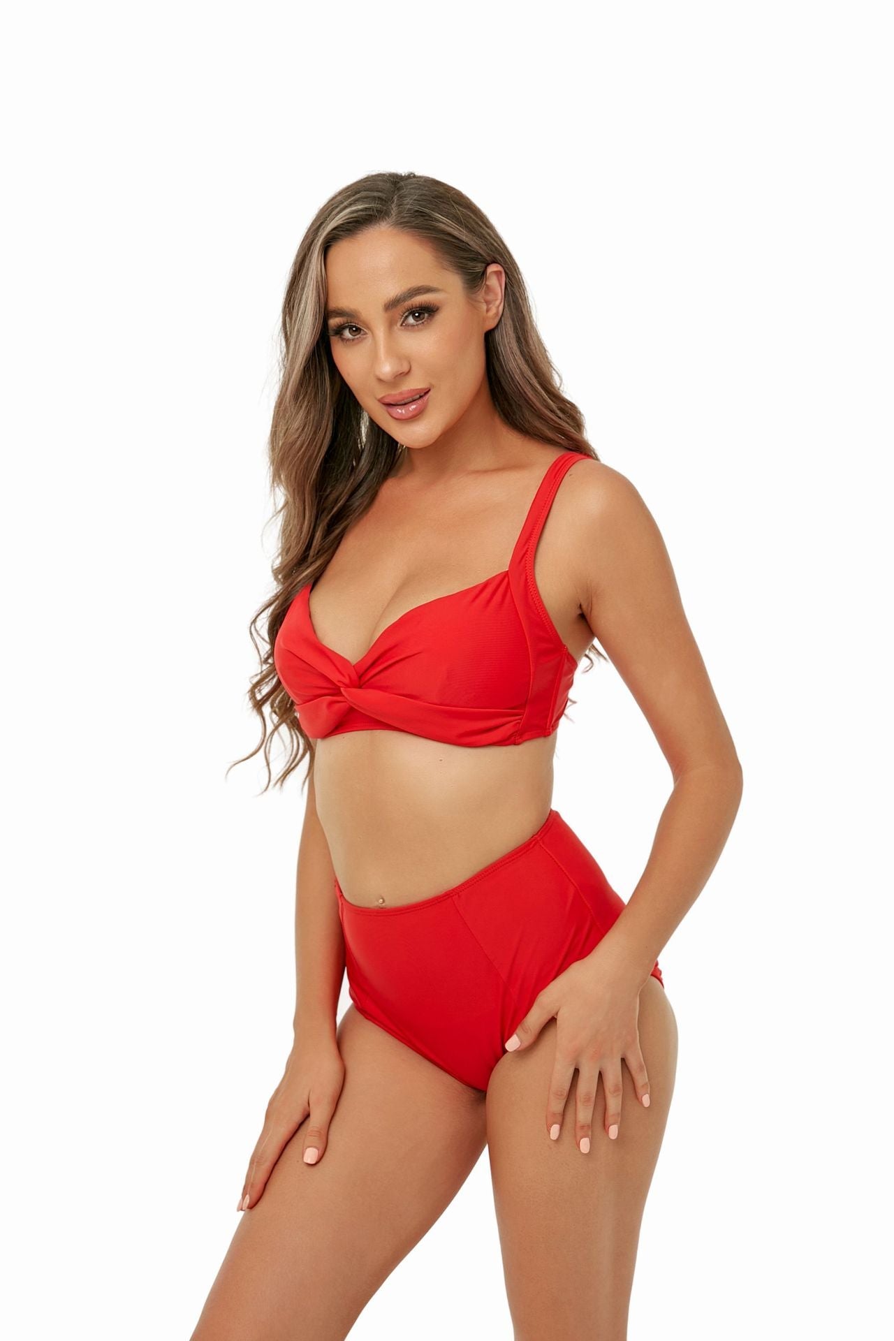 Bikini Lady Sexy High Waist Split Swimsuit Bikini Solid Color Swimsuit