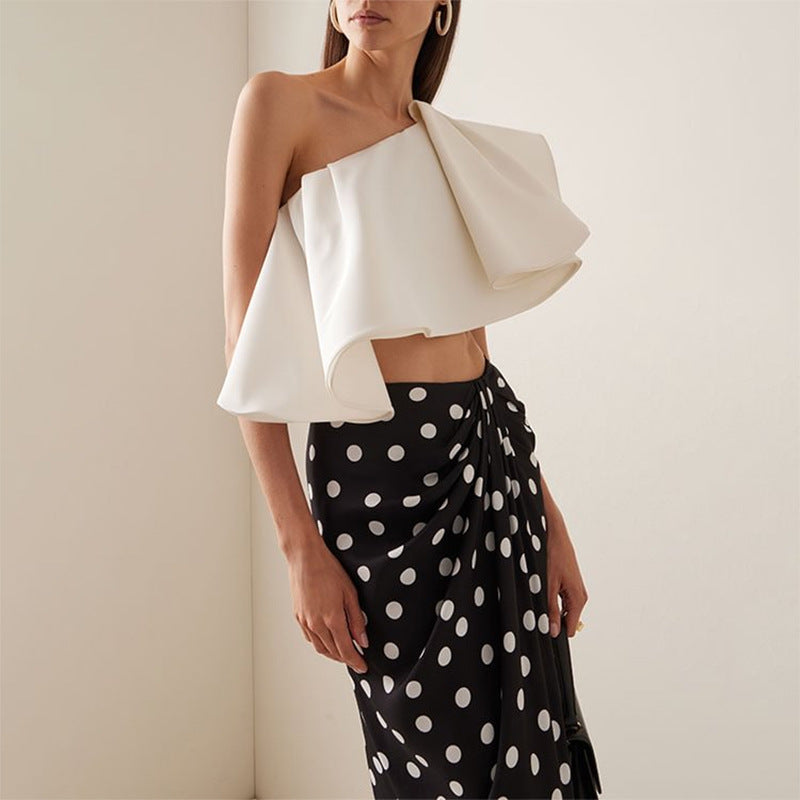 Simple Special Interest Split Swimsuit Women Polka Dot Skirt High Waist Bikini