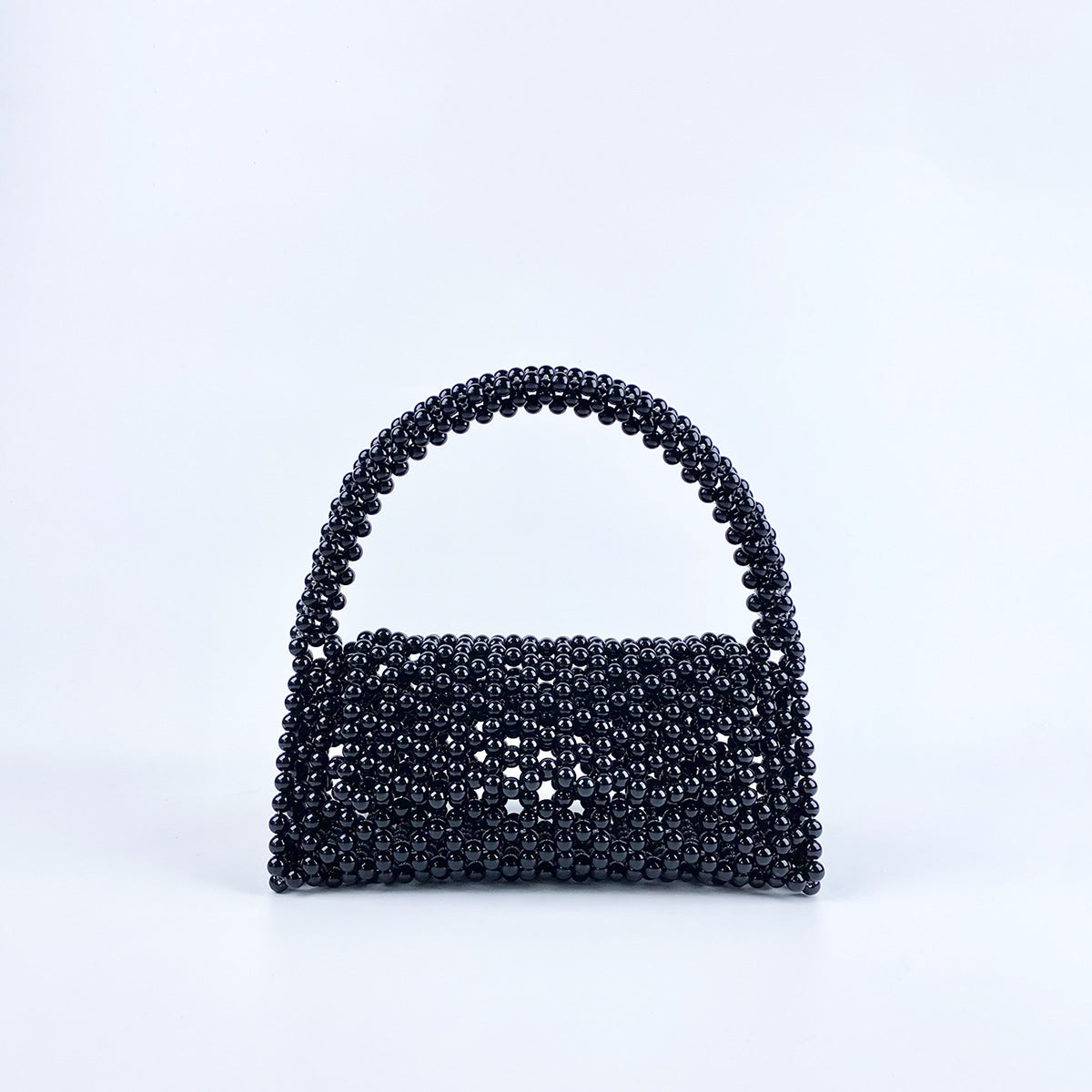 Pearl Bag Women Hand Woven Acrylic Beaded Bag Retro Fairy Small Handbag Triangle Wrist Bag
