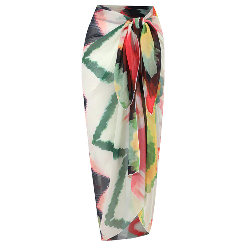 Two Piece Beach Swimsuit Suit Gradient Tie Dye Sheath Dress Swimsuit