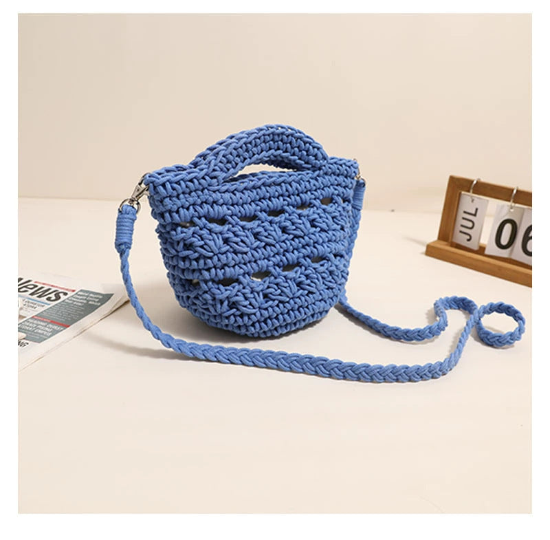 Crossbody Cotton Thread Woven Bag All Matching Hollow Out Cutout Straw Bag Vacation Beach Bag Partysu Women Bag
