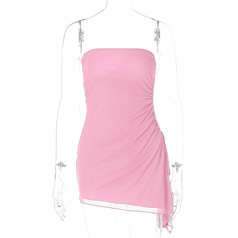 Women Clothing Summer Sexy Solid Color Sleeveless Slim Corset Backless Dress