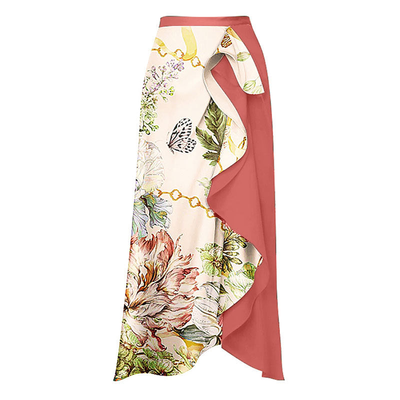 Sexy Swimsuit Retro One Shoulder Swimsuit Bikini Chiffon Beach Skirt Set