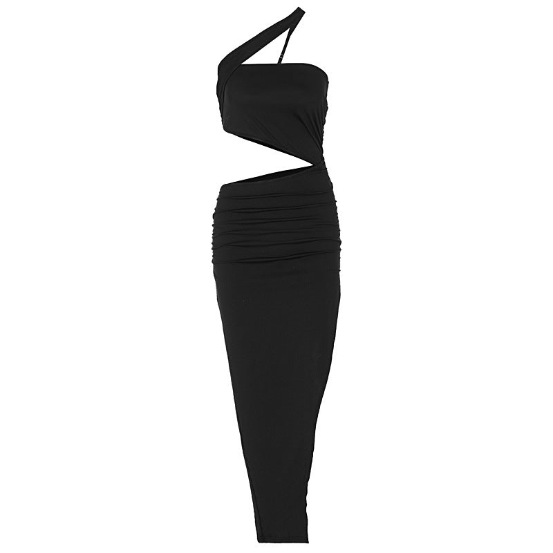 Summer One Shoulder Cropped Sexy Sheath Split Dress Women Clothing