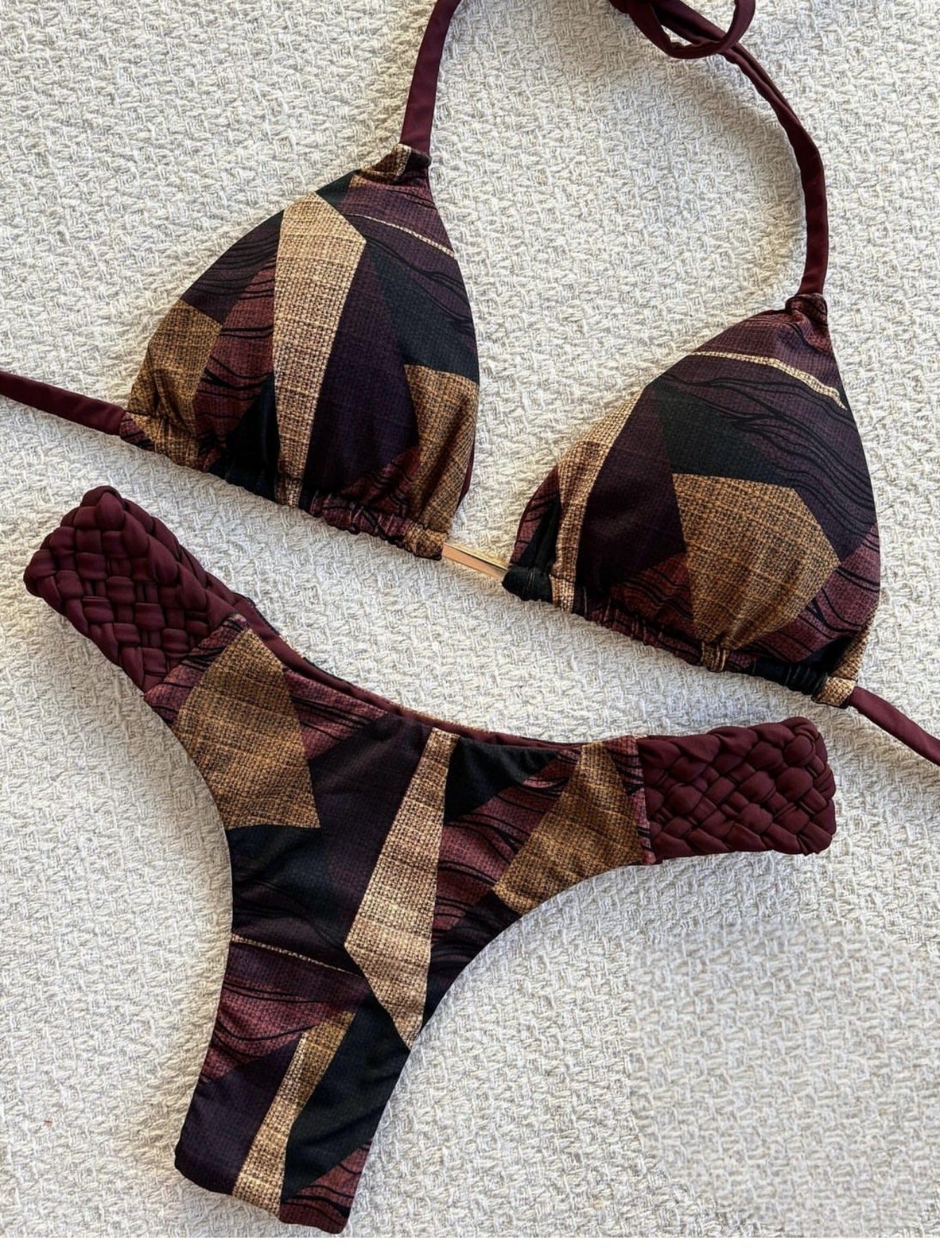 Braid Rope Print Bikini Swimsuit Beach Sexy Women Swimsuit