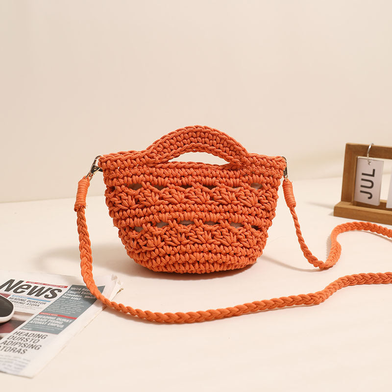 Crossbody Cotton Thread Woven Bag All Matching Hollow Out Cutout Straw Bag Vacation Beach Bag Partysu Women Bag