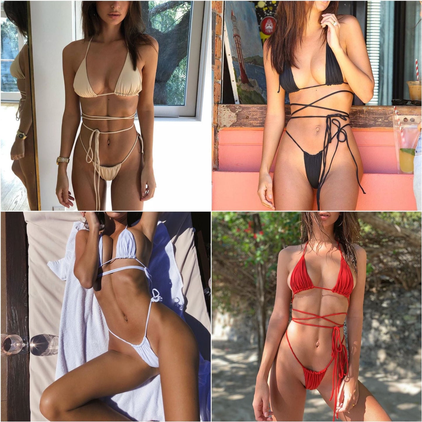 Women Seperated Swimwear Simple Bandage Sexy Swimsuit Mini Bikini Bikini
