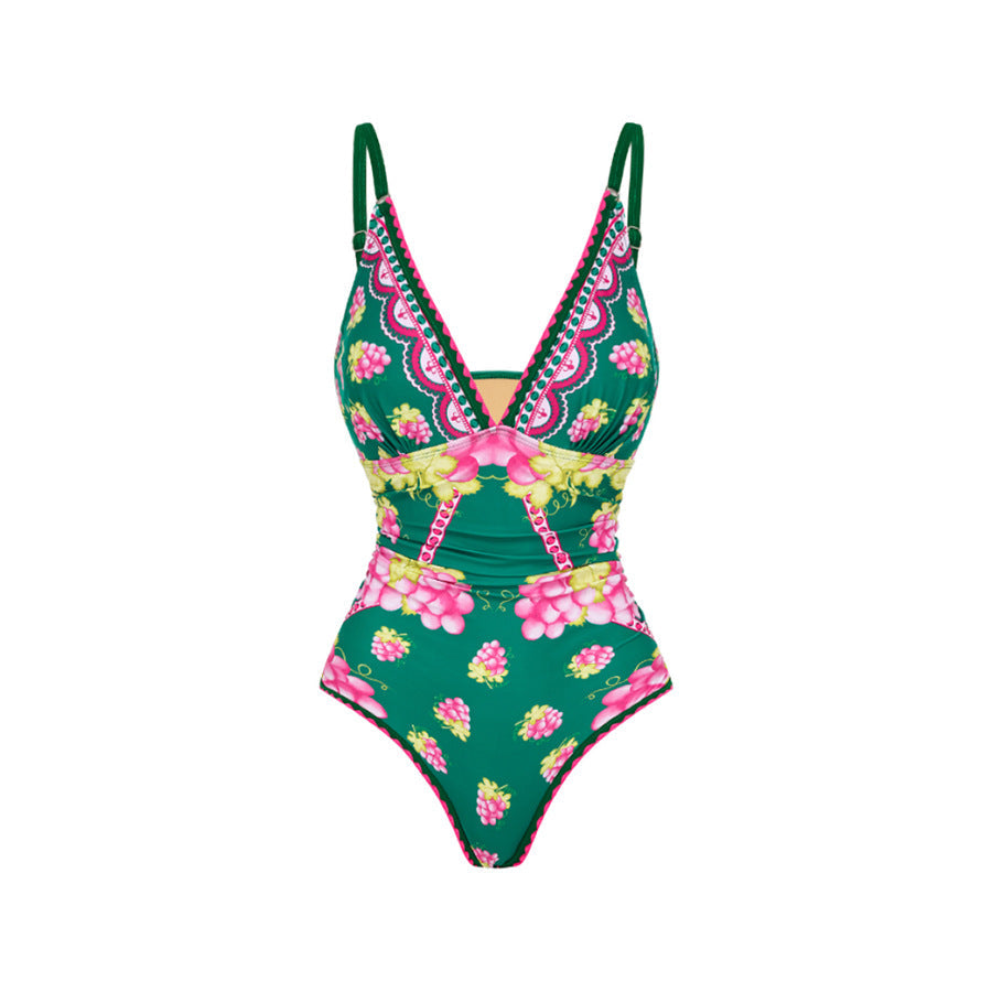 Ruffled One Piece Swimsuit Vacation Women