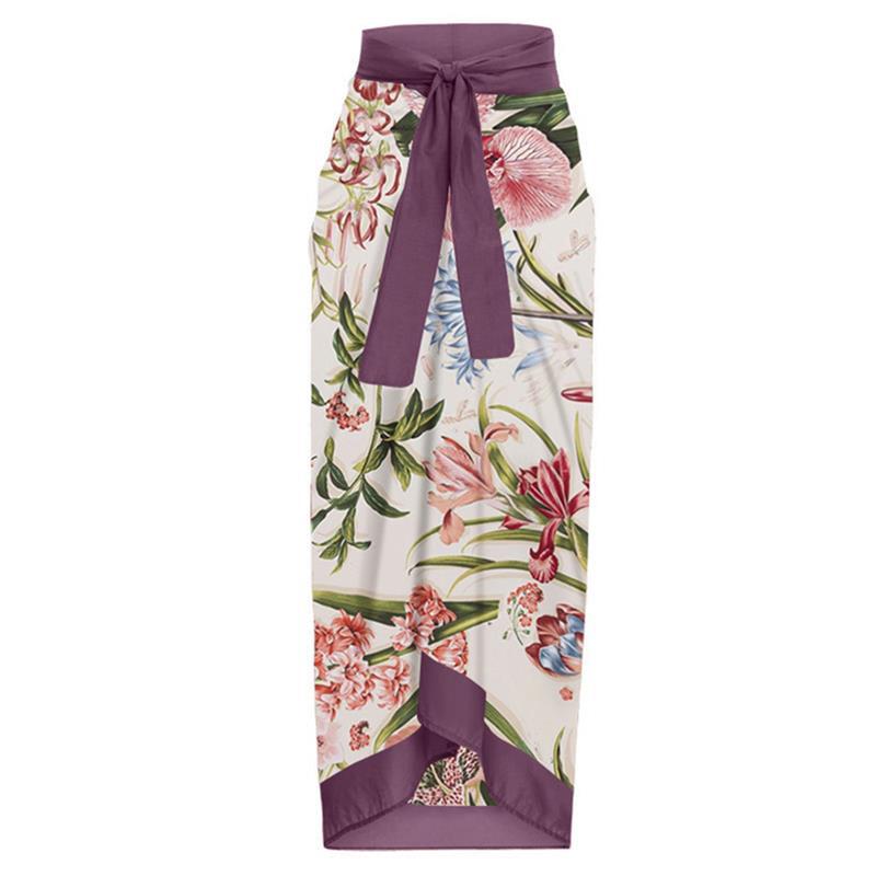 Printed Conservative Hiding Slimming Mesh Beach Dress Women One Piece Two Piece Suit Swimsuit