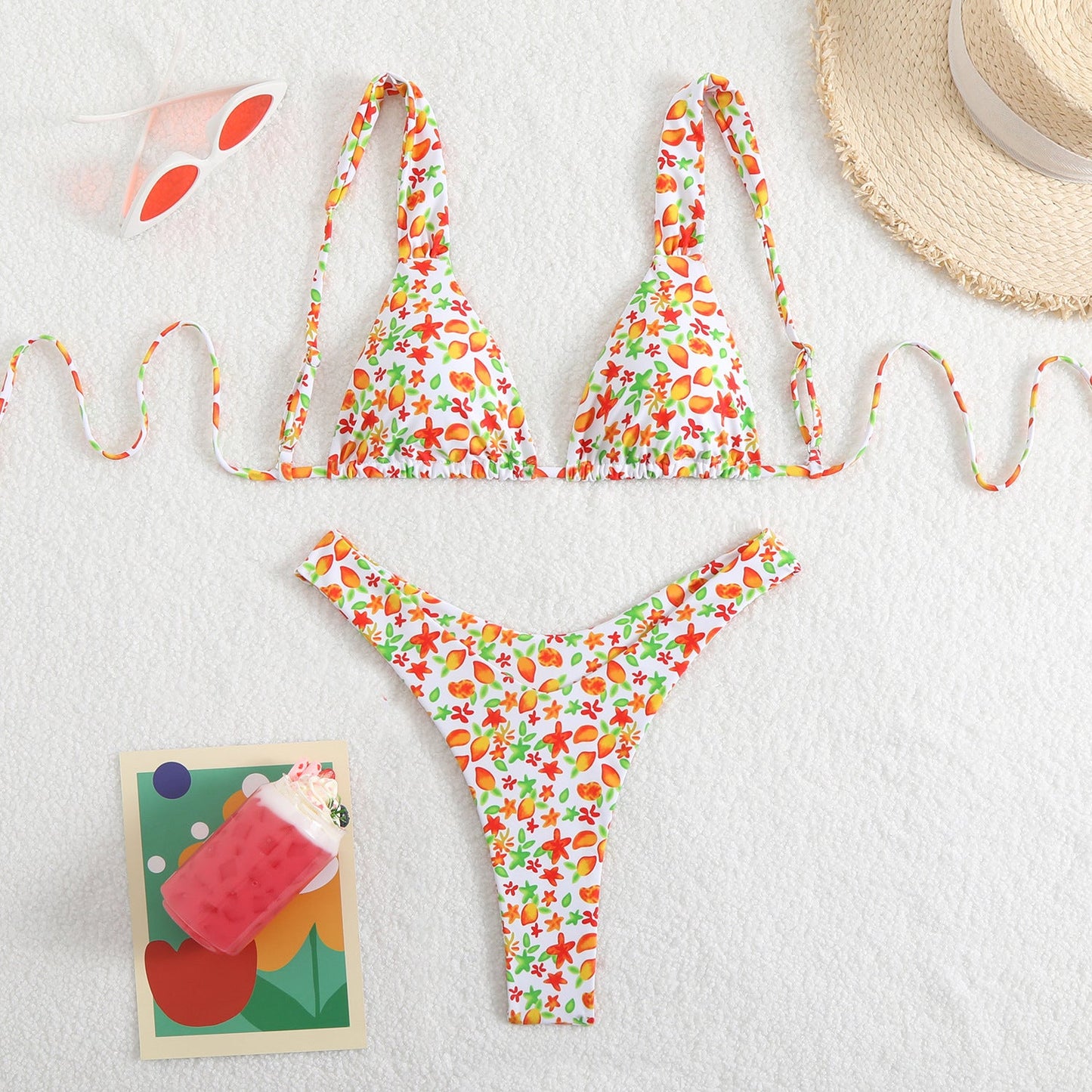 Bikini Printed Double Layer Fabric Durable High Elastic Swimsuit Women Spring Bikini