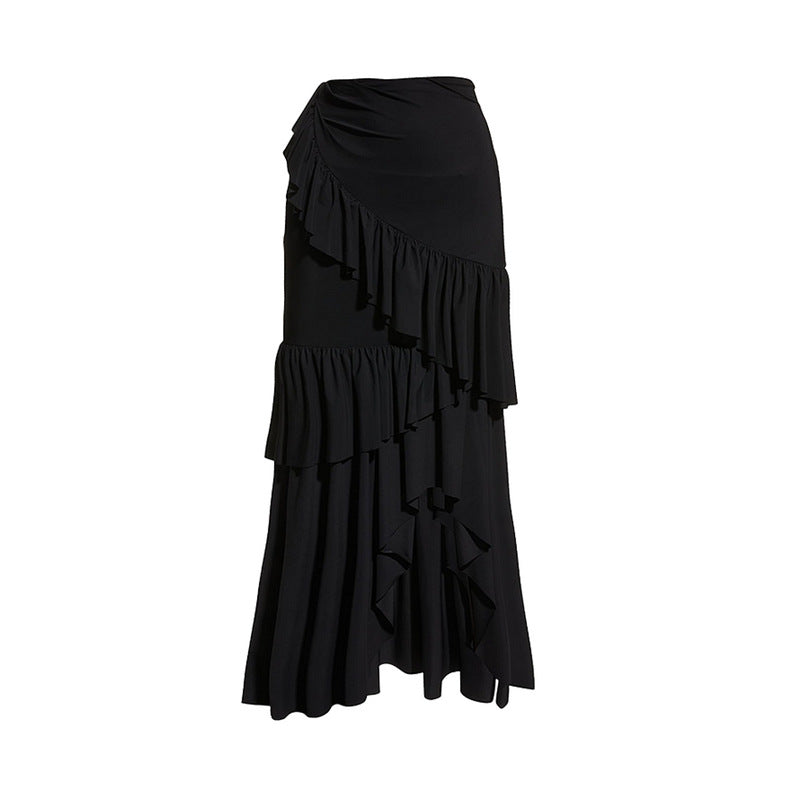 Black White Three Dimensional Big Floral One Piece Swimsuit Women Beach Vacation Suit Skirt